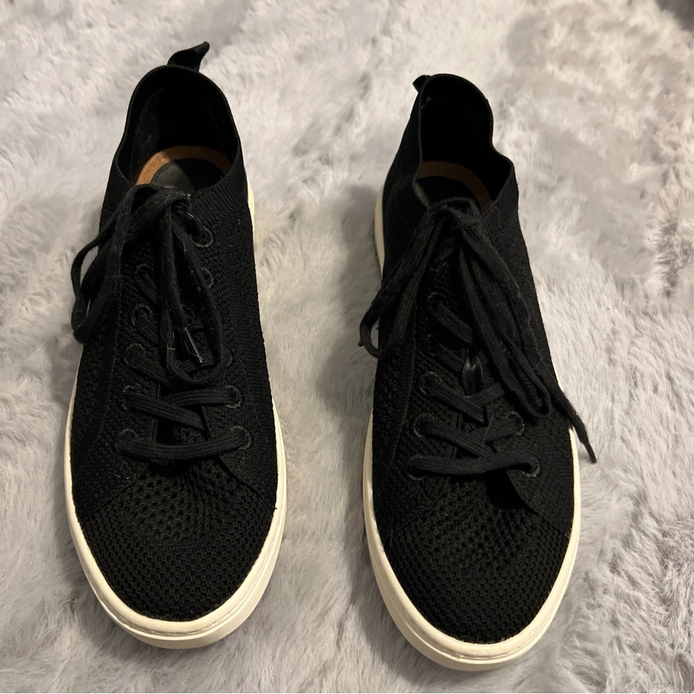 Black and White High-Top Sneakers with Knit Fabric